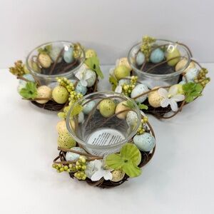 NWOT - Pier 1 Easter Egg Spring Nest Tealight Candle Holders - Set of 3